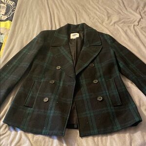 Old Navy Classic Plaid Double-Breasted Jacket Pea Coat